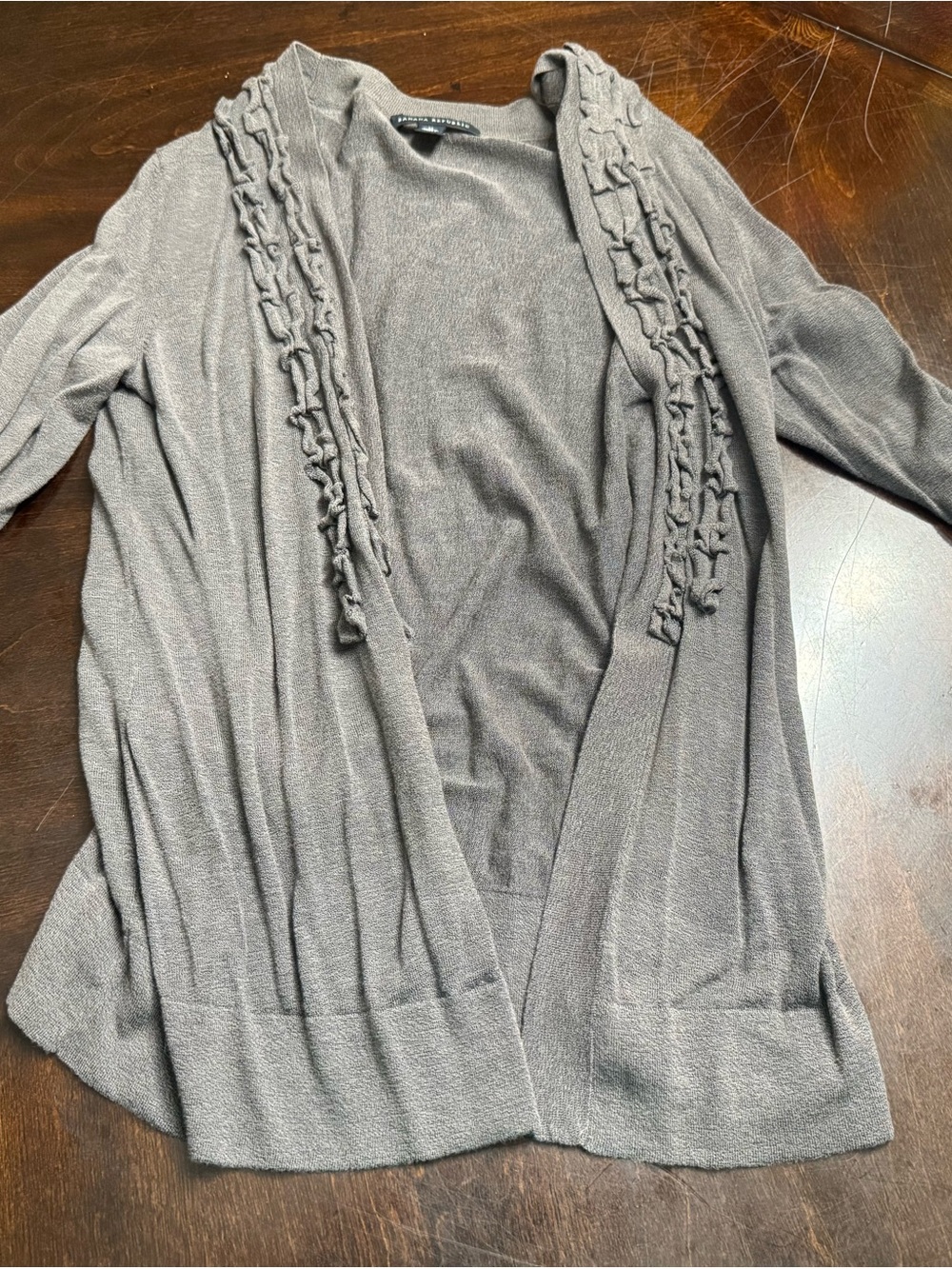 Banana Republic Gray Open Cardigan with Ruffle Detail
